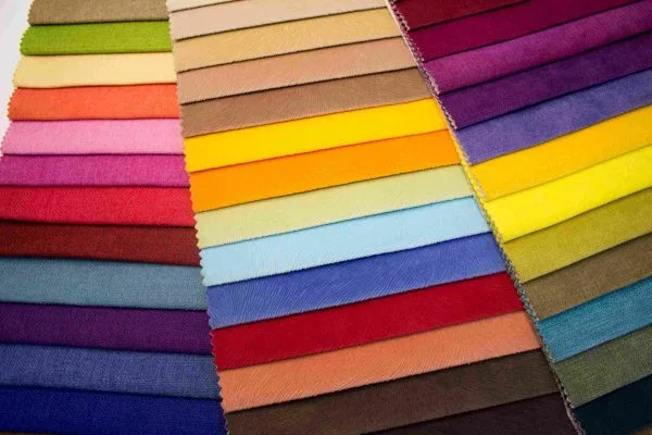 A collection of vibrant fabric color swatches arranged together