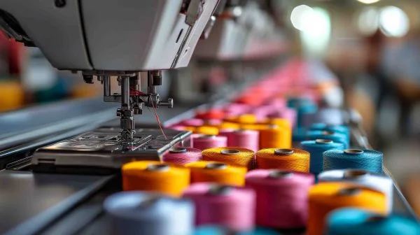 Close up of hands using a sewing machine