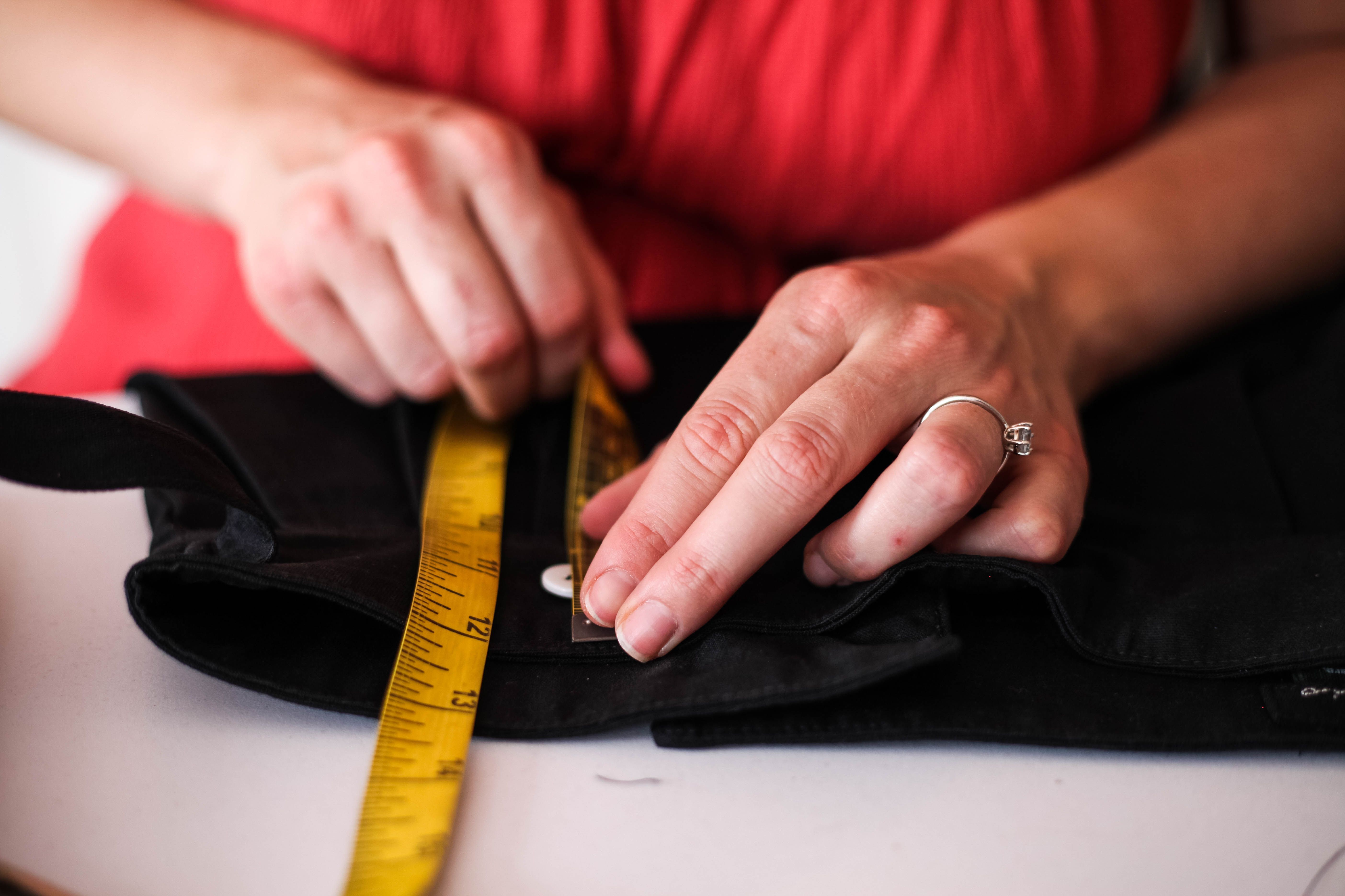 Measuring fabric close up